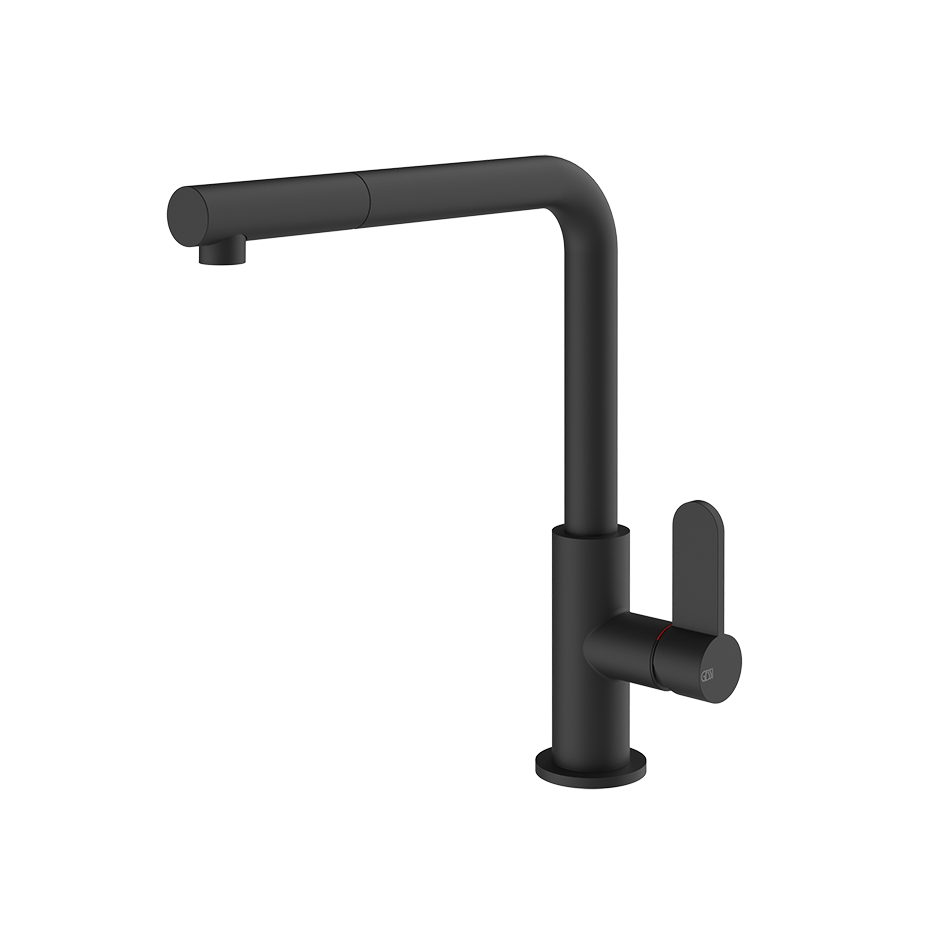 Gessi Helium Einlocharmatur mit Schwenkarm und Auszugsbrause