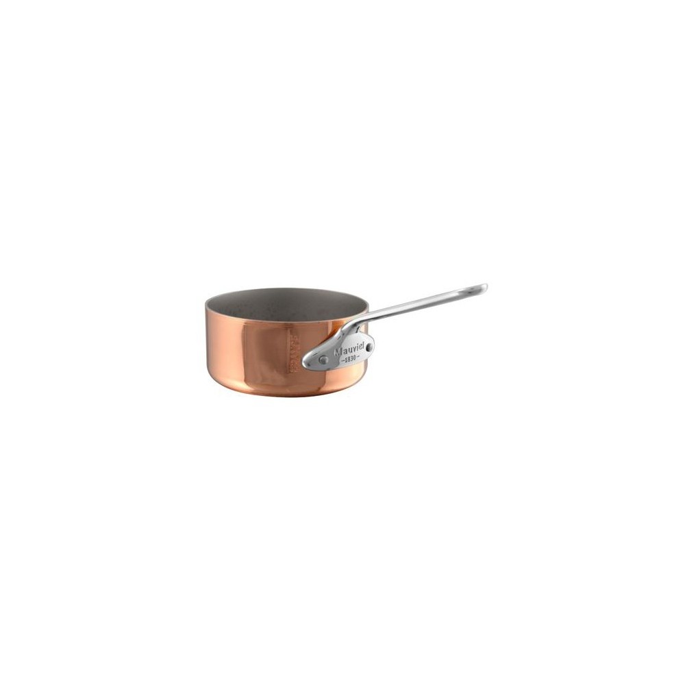 Kupfer-Stielkasserolle von Mauviel, glänzend, mit Edelstahlgriff, ideal zum Kochen und Saucenzubereiten
