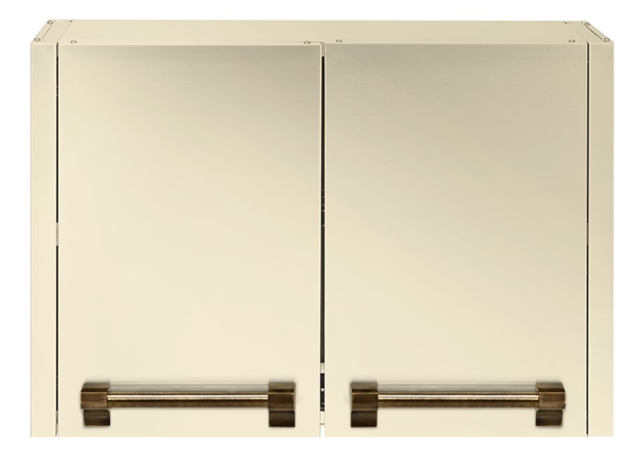 Zweiteilige Einbau-Doppeltür aus Edelstahl mit robusten Griffen, ideal für den Einsatz in Outdoor-Küchen oder beim Grillen