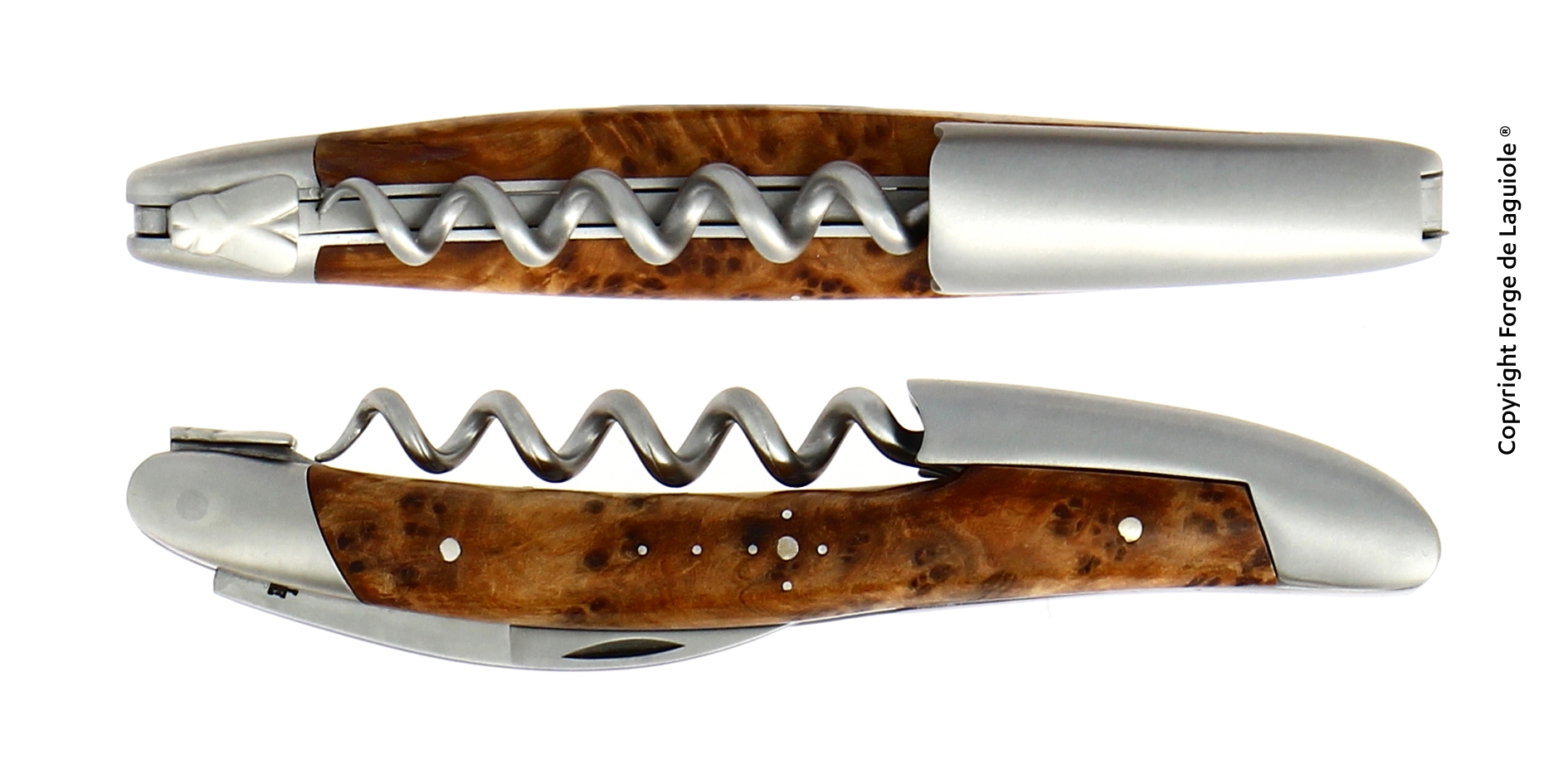 Elegantes Laguiole Kellnermesser aus Edelstahl und Holz mit Korkenzieher-Funktion, ideal für Weinflaschen