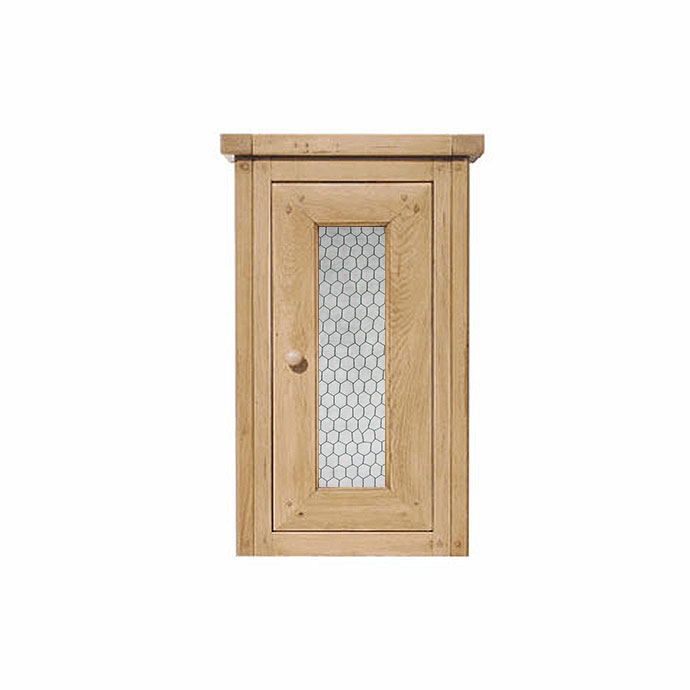Massivholz-Hängeschrank mit sechseckigem Drahtgitter in der Tür, im Landhausstil, zur Wandmontage geeignet