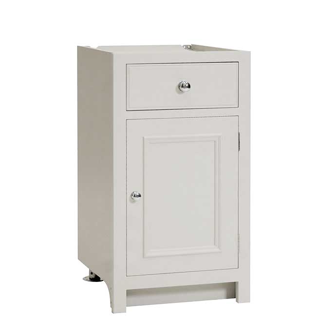 Moderner weißer Waschbeckenunterschrank mit einer Tür und einer Schublade, ideal für das Badezimmer