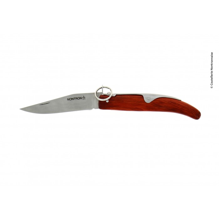Nontron Klappmesser mit poliertem Holzgriff und scharfer Edelstahlklinge, ideal für Outdoor-Aktivitäten oder den täglichen Gebrauch