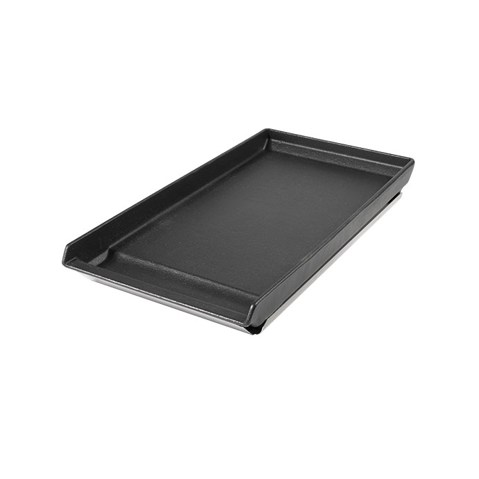 Schwarzes rechteckiges Backblech aus Metall, geeignet zum Backen oder Grillen