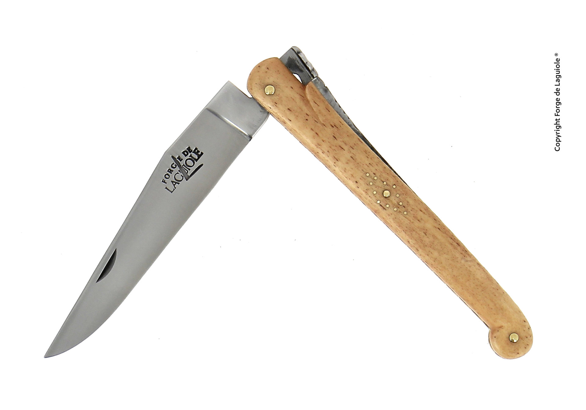 Laguiole Klappmesser mit gravierter Edelstahlklinge und Holzgriff, elegant und handgefertigt