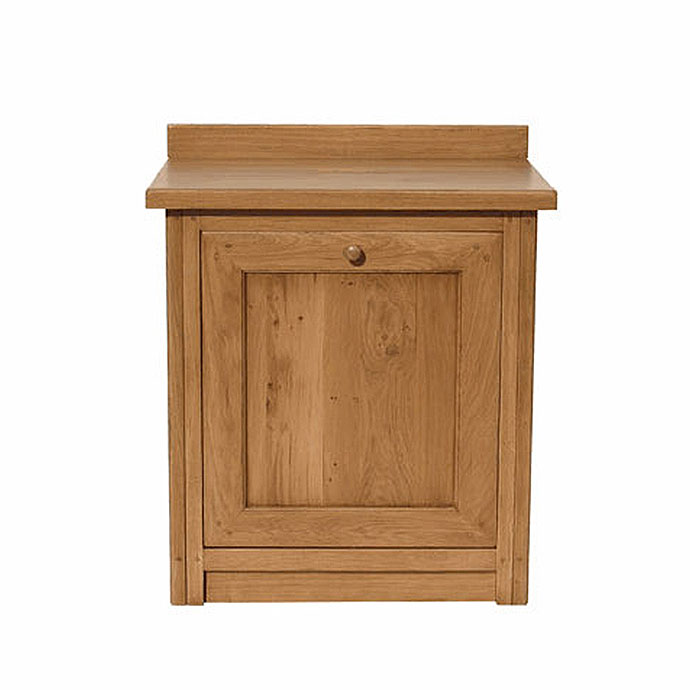 Holzkommode aus Eiche mit einer Tür und kleinem Holzgriff, ideal als Beistellschrank