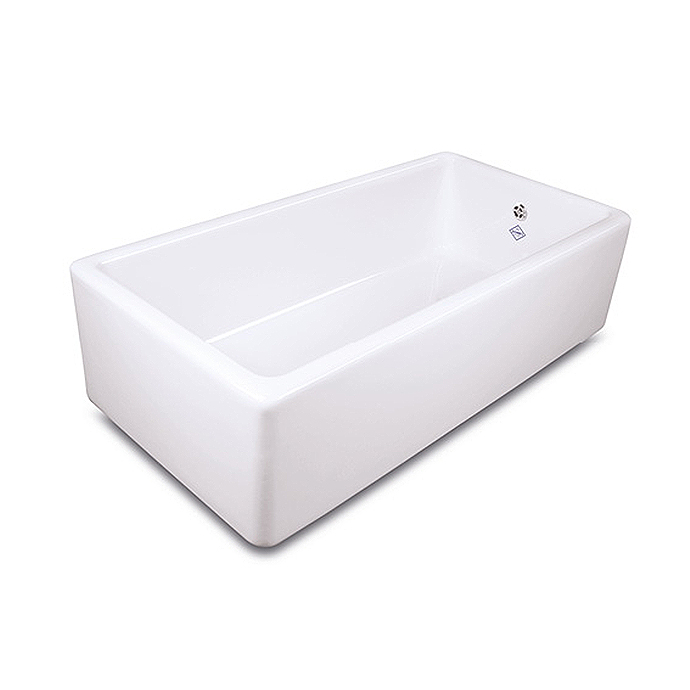Freistehende rechteckige Badewanne aus weißem Acryl, geeignet für moderne Badezimmer