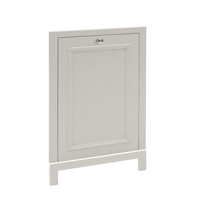 Weißer Unterschrank mit einer Tür und silbernem Knauf, geeignet für Bad oder Küche, klassisches Design