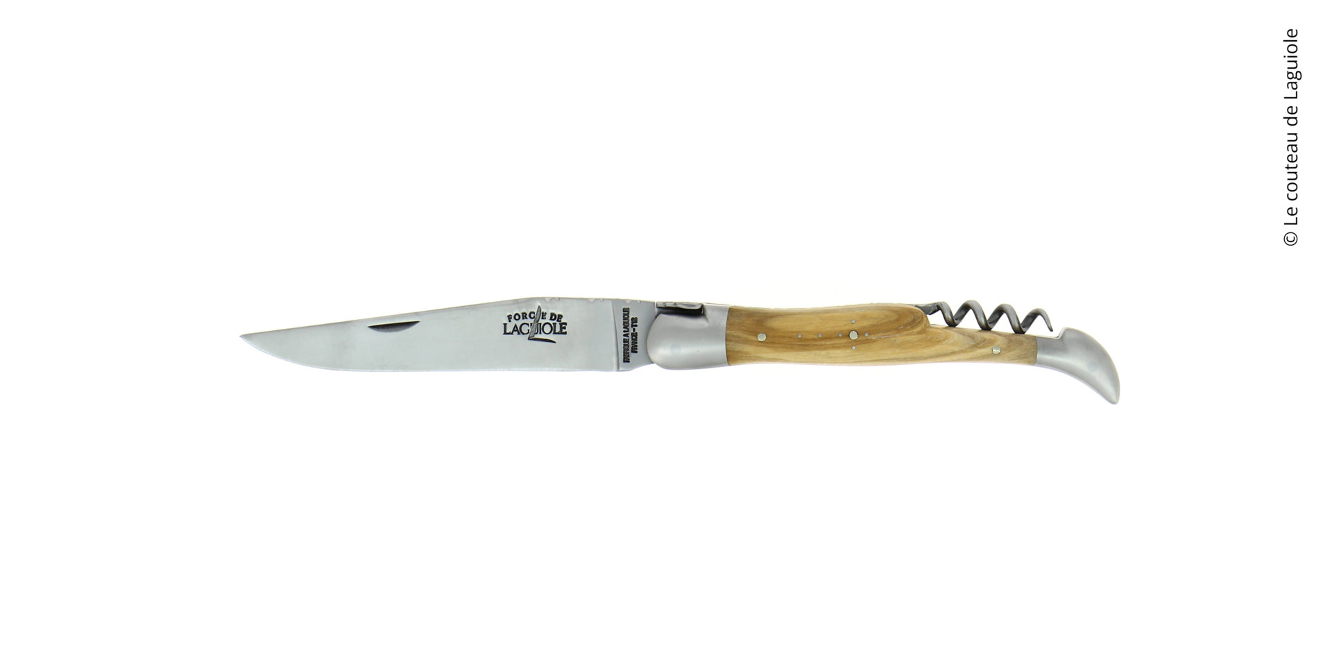 Laguiole Klappmesser mit Holzgriff und integriertem Korkenzieher, hergestellt in Frankreich