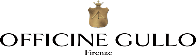 Logo von Officine Cullo mit goldenem Wappen und schwarzem Schriftzug auf transparentem Hintergrund