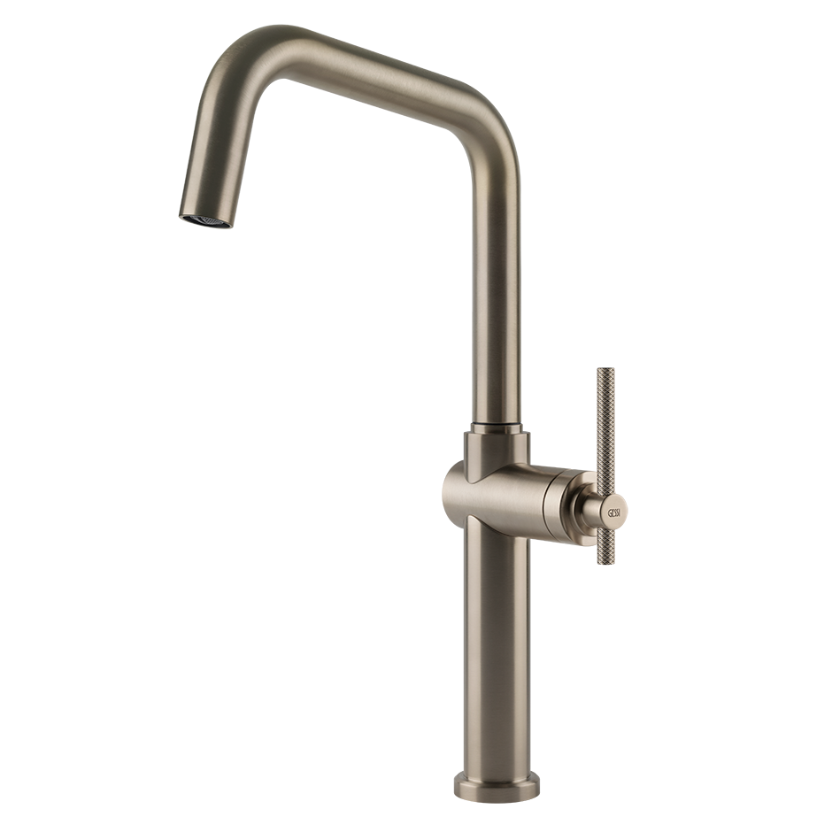 Moderner Küchen-Wasserhahn, Edelstahl, hoher Auslauf