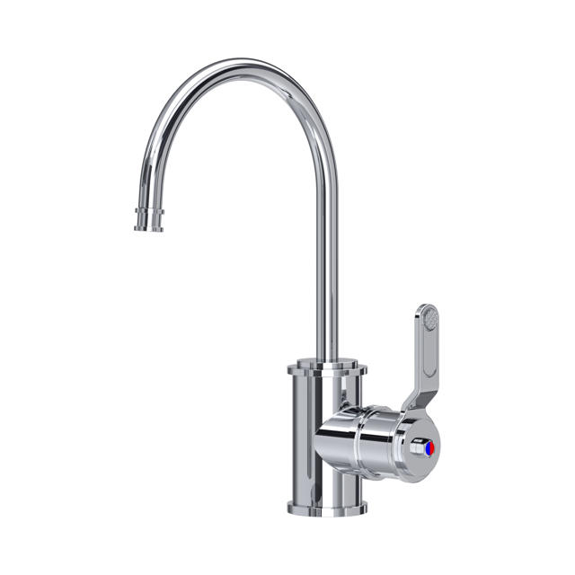 Chromfarbene Einhebel-Küchenarmatur mit hohem U-Auslauf, schwenkbar; Mischbatterie für Kalt- und Warmwasser, ideal für Küchenspülen