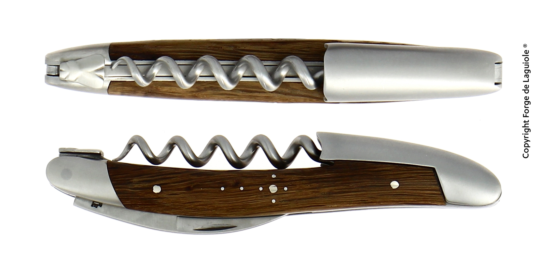 Edles Laguiole Kellnermesser mit braunem Holzgriff und integriertem Korkenzieher, ideal für Weinliebhaber