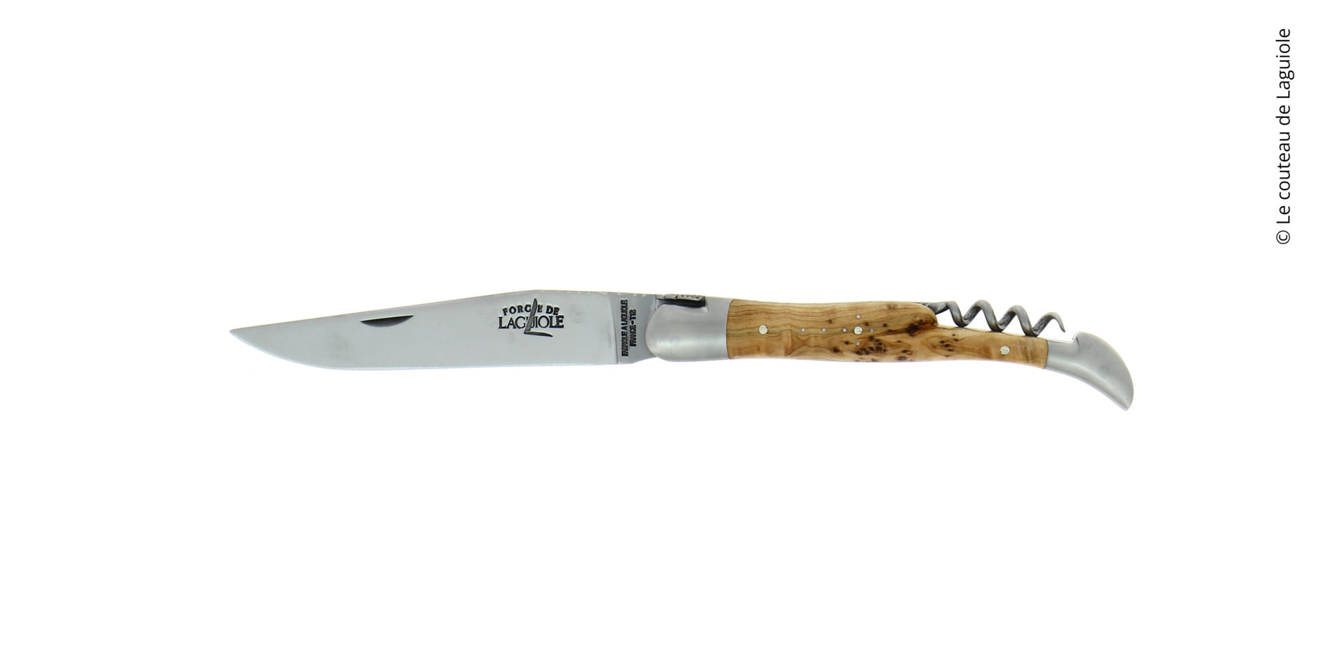 Traditionelles Laguiole Taschenmesser mit Korkenzieher und Griff aus Olivenholz, rustikales Design