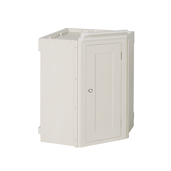 Weißer Eckunterschrank mit Tür, geeignet für Bad oder Küche, modernes und schlichtes Design