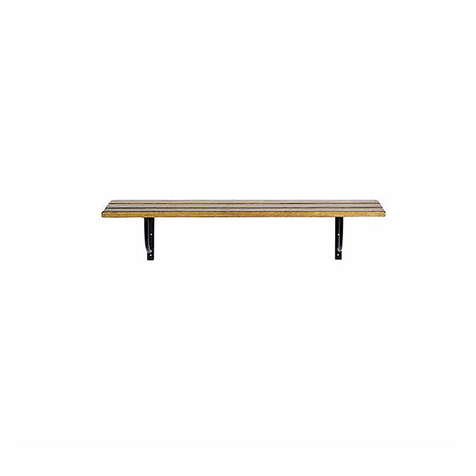 Schlichtes Wandregal aus Holz mit zwei schwarzen Metallhalterungen, ideal für modernes Wohnen