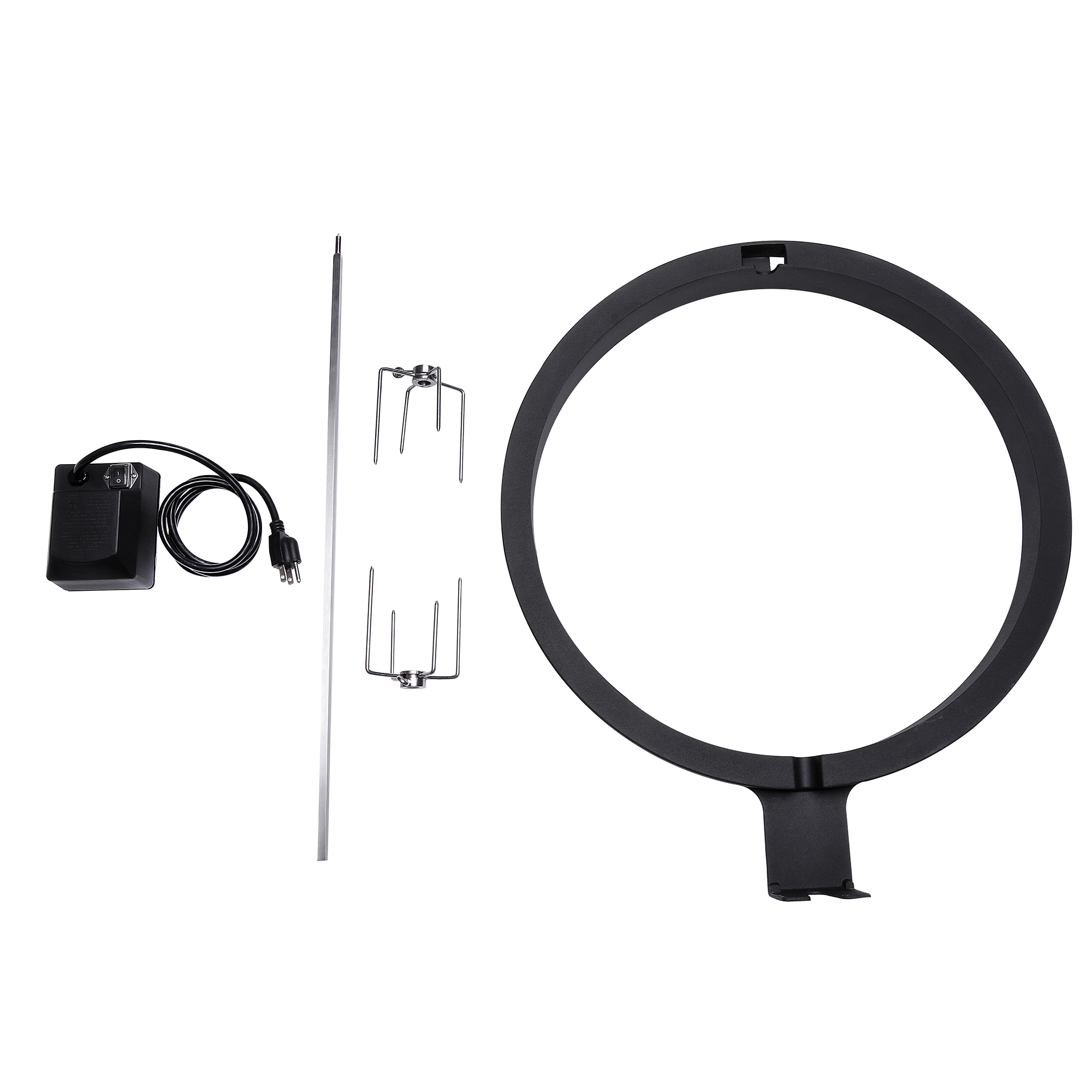 Grillspieß-Set mit elektrischem Motor, Spieß, Gabeln und Halterung für die Zubereitung von Grillgut