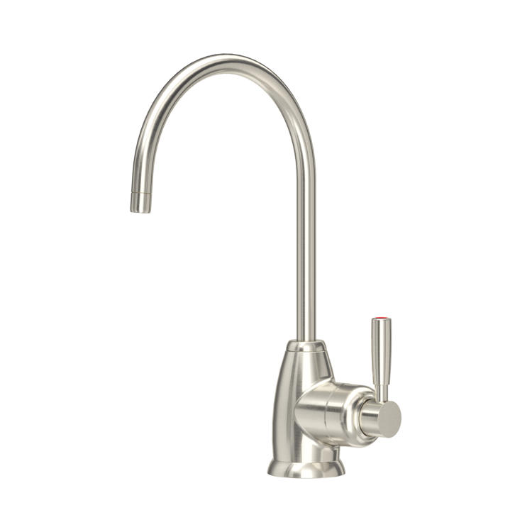 Gebürstete Edelstahl-Küchenarmatur mit Einhebelmischer und hohem Schwanenhals-Auslauf – platzsparender Wasserhahn für Spüle, ideal für Trinkwasserfilter