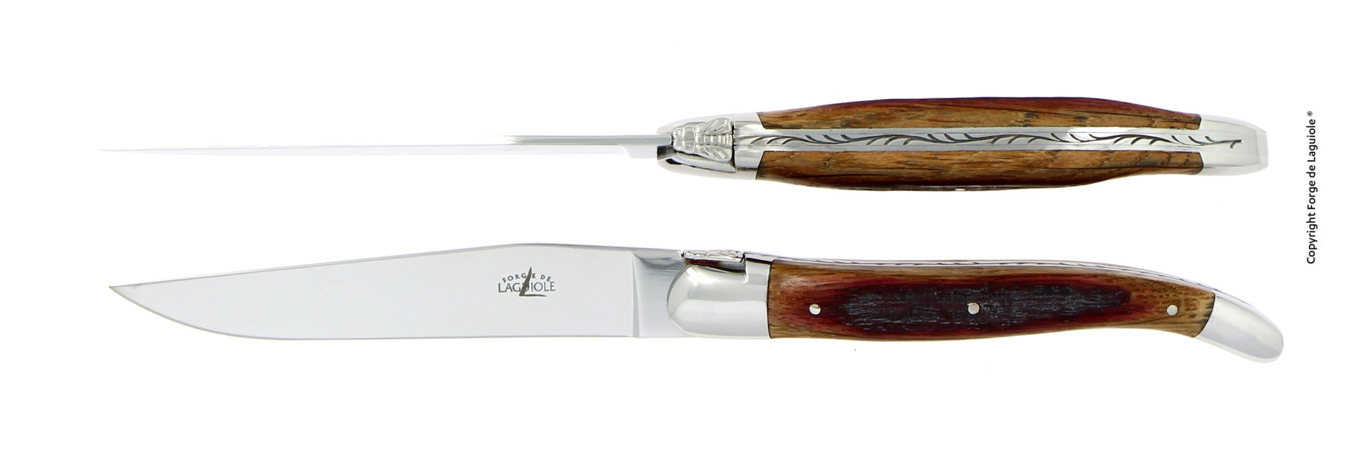 Laguiole Taschenmesser mit rostfreier Klinge und elegantem Holzgriff, traditionelle Handarbeit von Forge de Laguiole