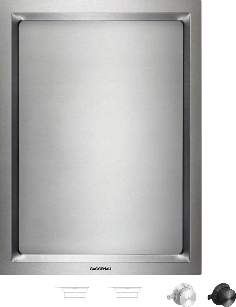 Gaggenau Elektrogrill 400 Serie aus Edelstahl, rechteckig mit zwei Bedienelementen, für die moderne Küche