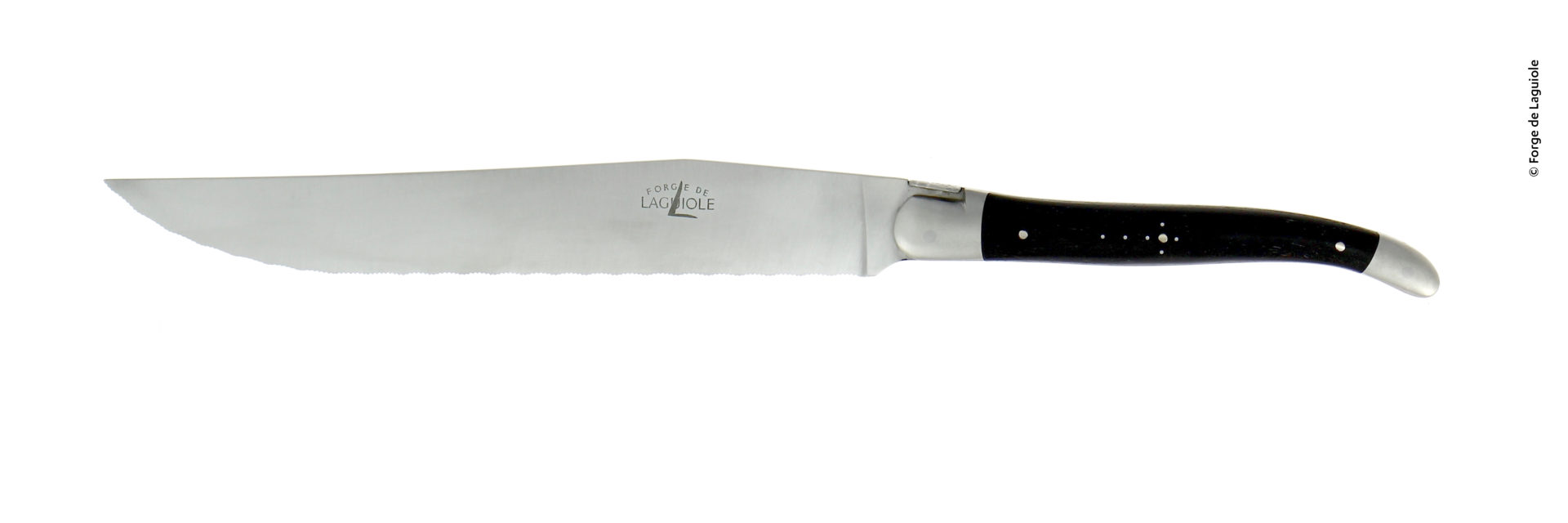 Brotmesser der Marke Forge de Laguiole mit Wellenschliff, Edelstahlklinge und dunklem ergonomischen Griff