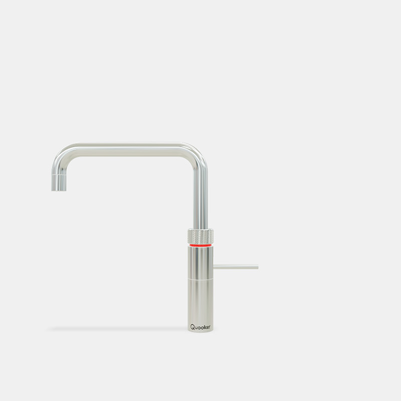 Edelstahl-Wasserhahn von Quooker mit modernem Design, geeignet für die Küche, Ausführung als Kochendwasserhahn