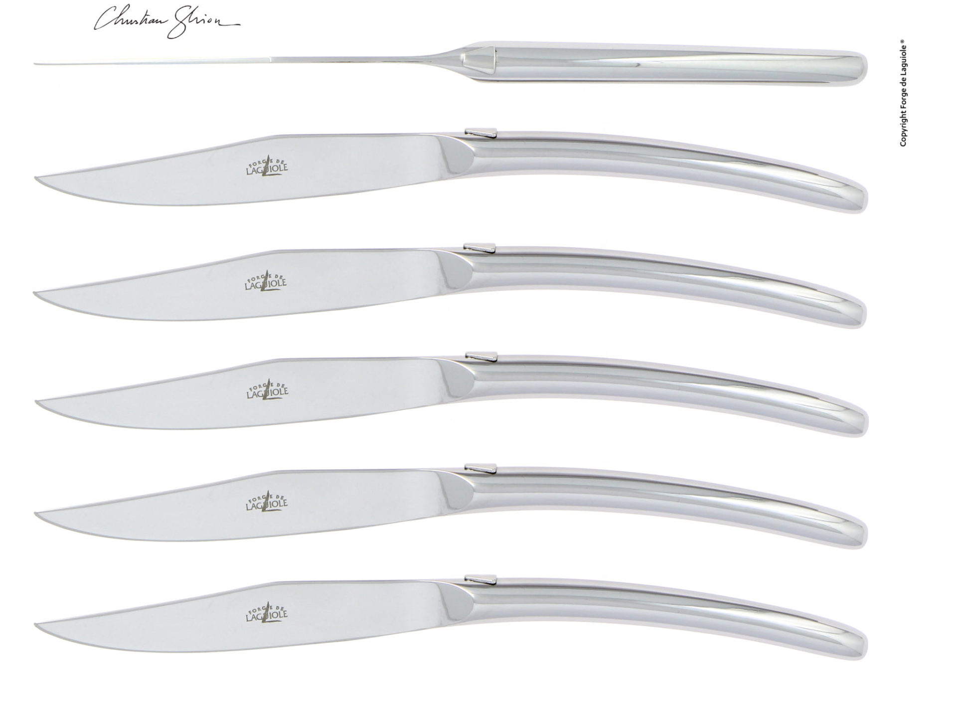 Sechsteiliges Laguiole Steakmesser Set aus Edelstahl, hochwertiges Besteck mit geschwungenem Griff im modernen Design