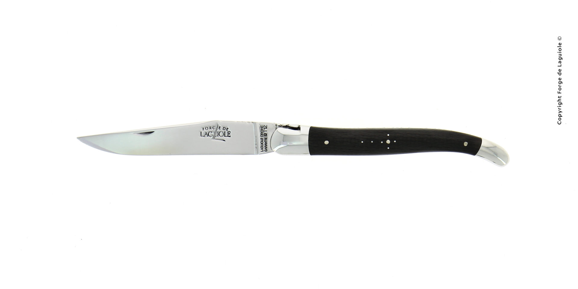 Edles Laguiole Taschenmesser mit dunklem Holzgriff und hochwertiger Edelstahlklinge, traditionell gefertigt von Forge de Laguiole
