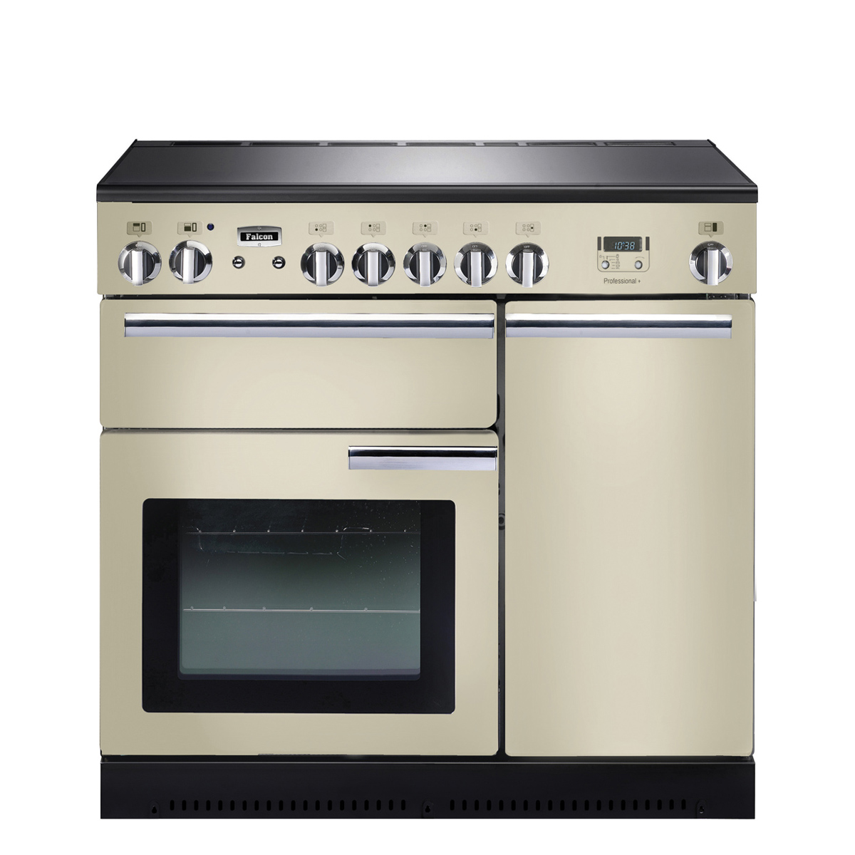 Induktionsherd Falcon Professional+ 110 in Creme mit zwei Backöfen, Grillfach und großem Kochfeld, modernes Küchengerät