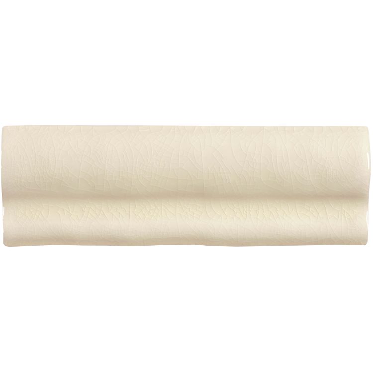 Glasierte Keramik-Bordüre, creme, Craquelé-Optik