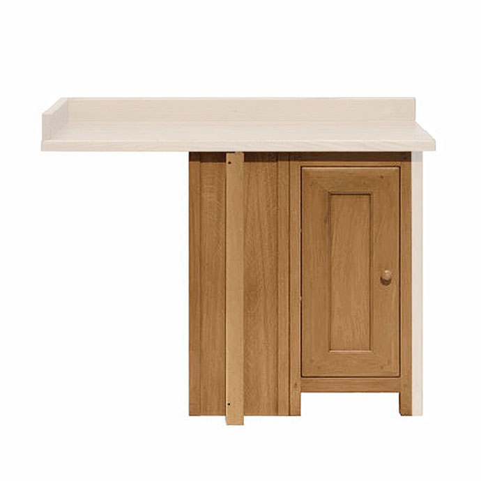 Moderner Küchenunterschrank aus Holz mit einer cremefarbenen Arbeitsplatte und einer Tür auf der rechten Seite
