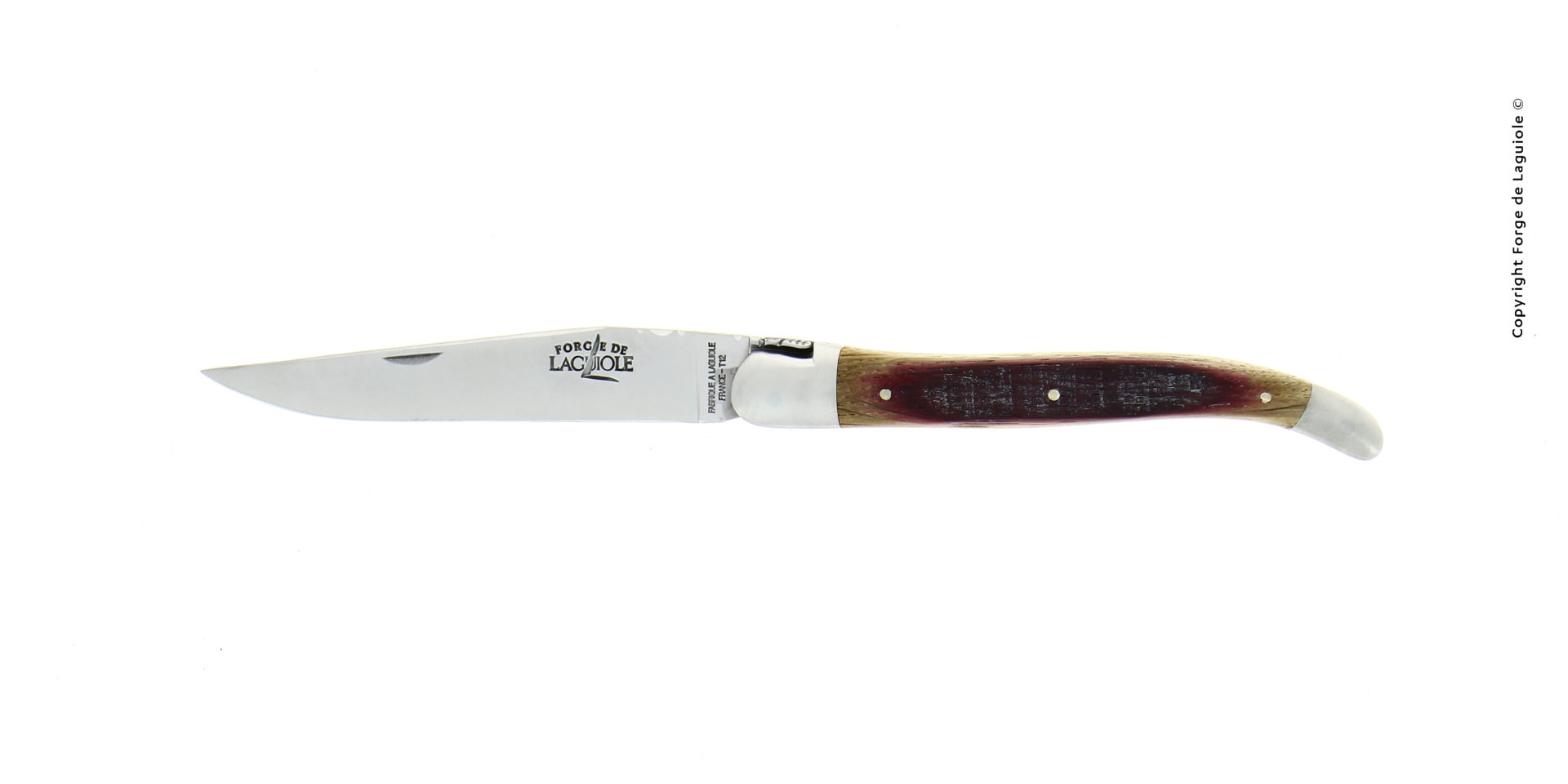 Abbildung eines hochwertigen Laguiole Taschenmessers mit polierter Klinge und edlem Horngriff von Forge de Laguiole