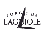 Logo von Forge de Laguiole mit stilisiertem Messer und elegantem Schriftzug, Symbol für hochwertige französische Messer
