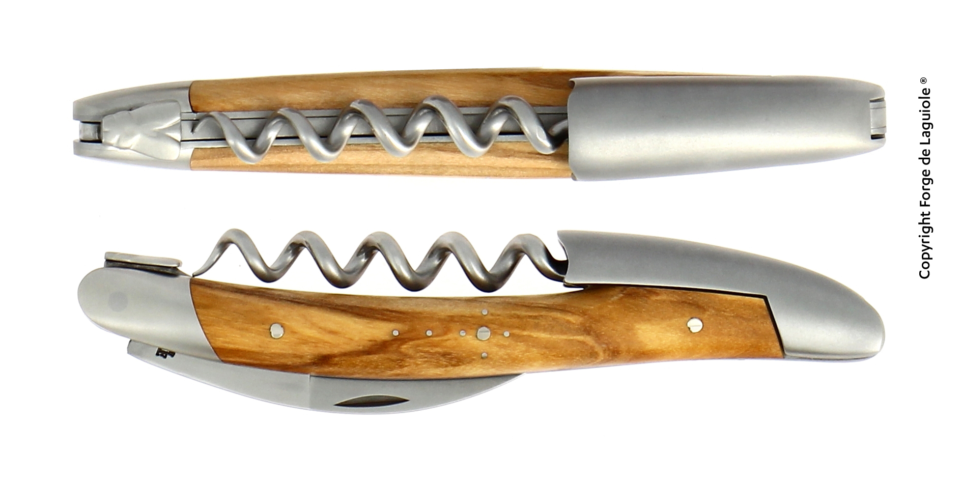 Elegantes Laguiole Kellnermesser mit Griff aus Olivenholz, integrierter Korkenzieher und Flaschenöffner, für Weinliebhaber