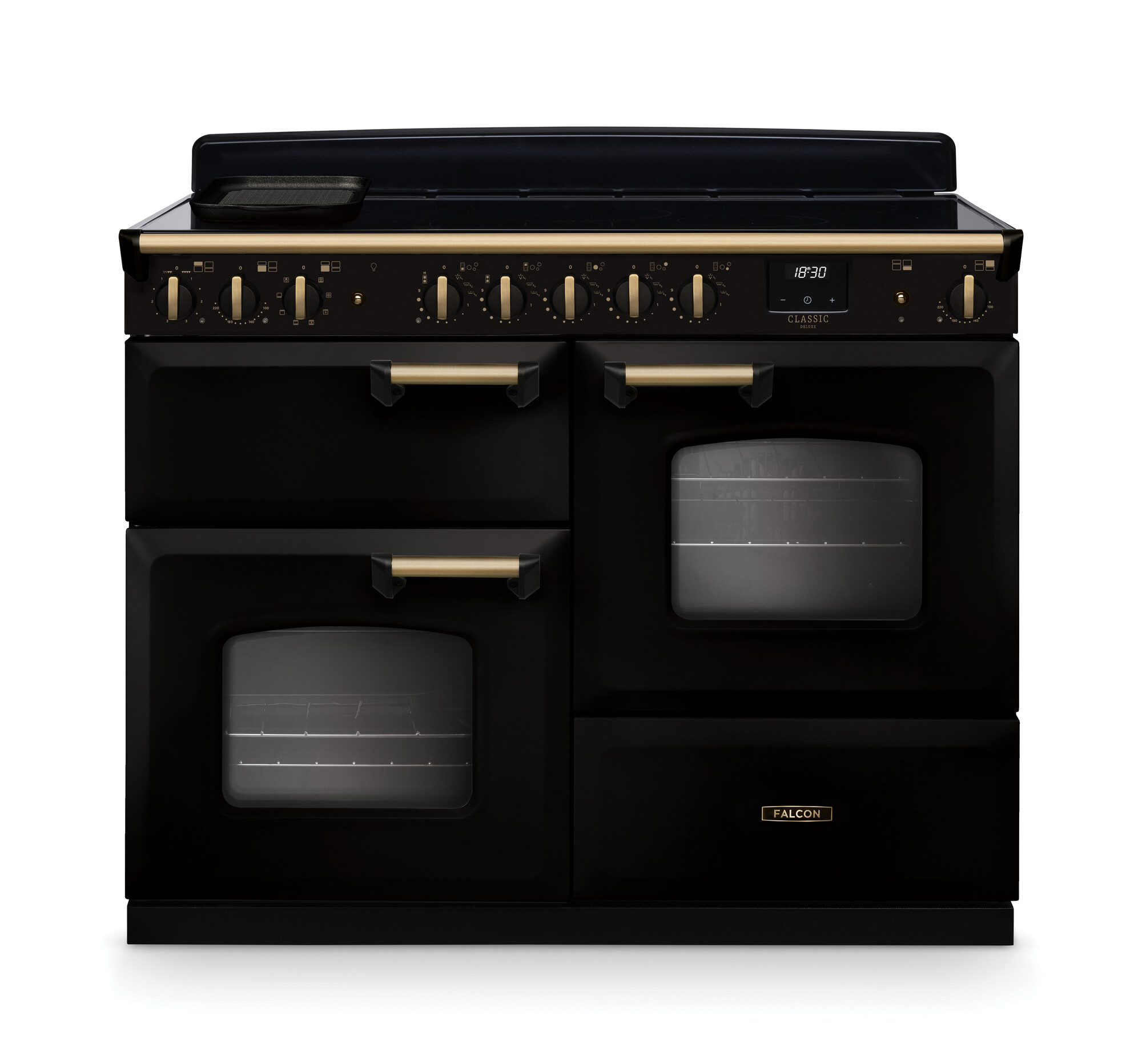 Falcon Classic 110 Induktionsherd, 3 Öfen, Schwarz/Gold