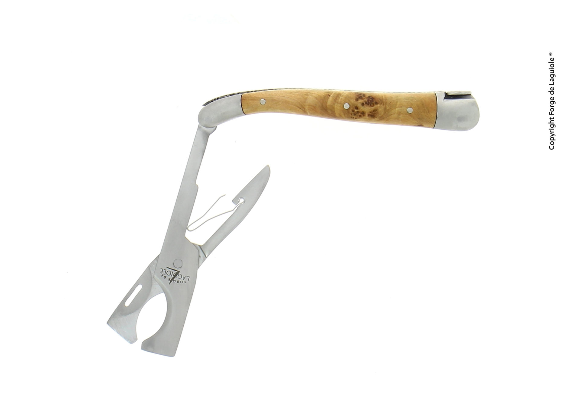 Kellnermesser Sommelier Laguiole mit Holzgriff, integriertem Kapselheber und Korkenzieher, hochwertiges Barwerkzeug