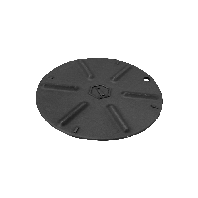 Runde Guss-Schachtabdeckung in Schwarz mit Profilierung, geeignet für Abwasserkanäle und Schächte