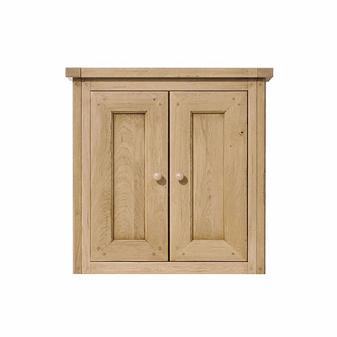 Hängeschrank aus massiver Eiche mit zwei Türen und schlichter Optik, geeignet zur Wandmontage