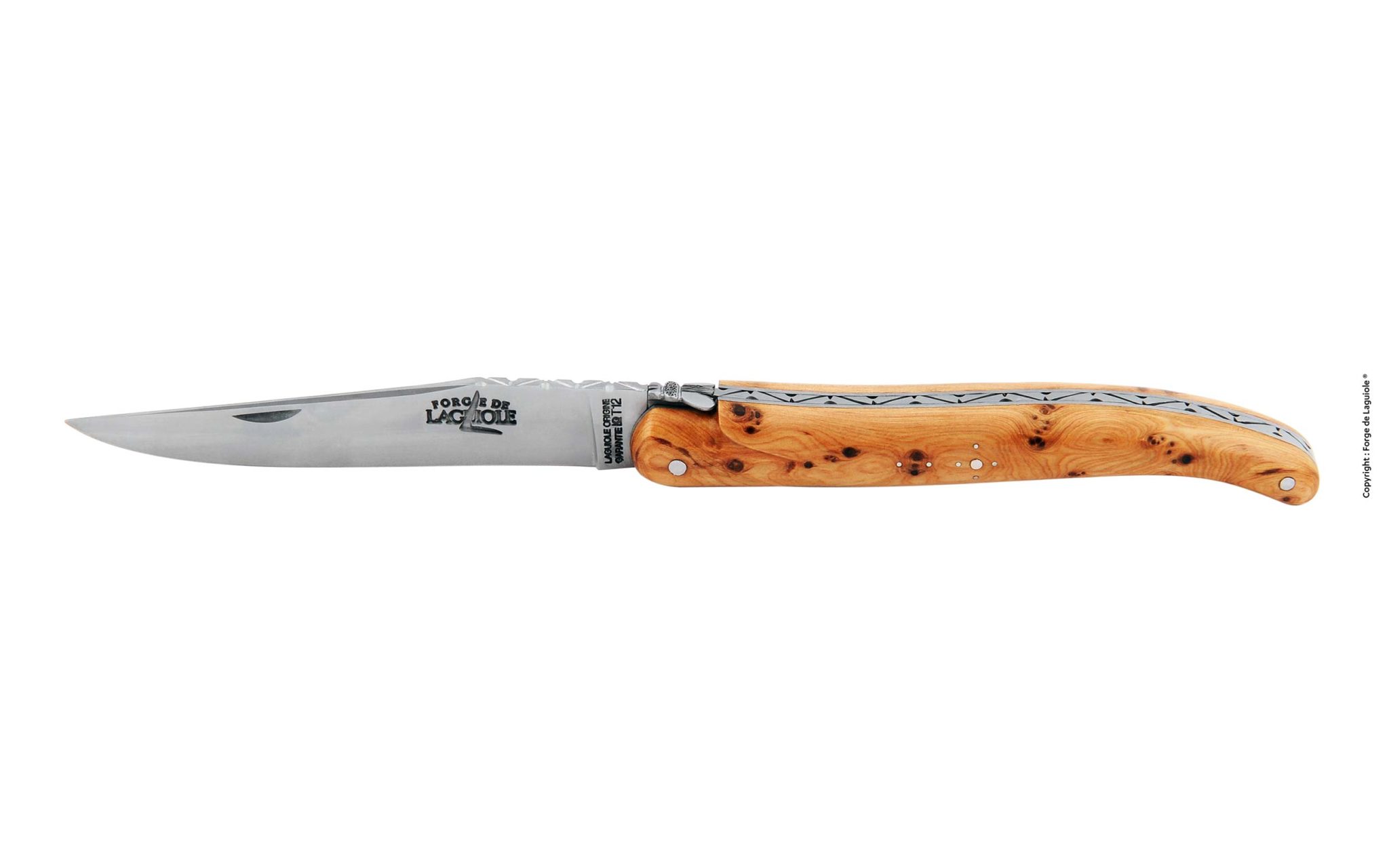 Klassisches Laguiole Taschenmesser mit Edelstahlklinge und elegantem Olivenholzgriff, gefertigt von Forge de Laguiole