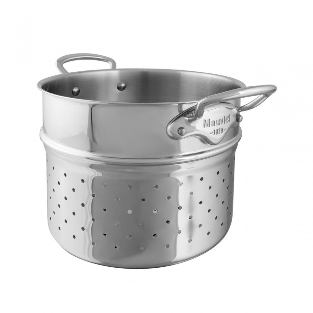 Hochwertiger Edelstahl Kochtopf mit integriertem Siebeinsatz und Griffen, ideal für Pasta und Gemüse