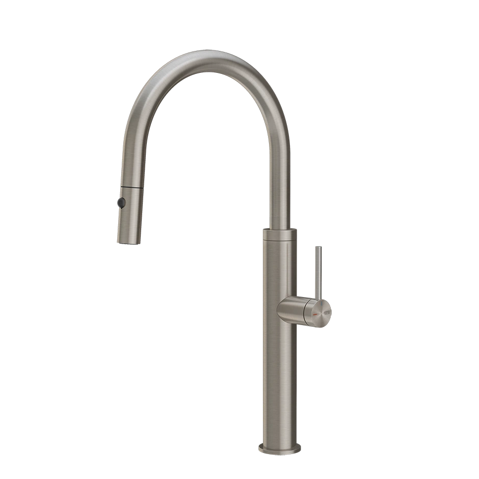 Edelstahl-Küchenarmatur Gessi 316, hoher Auslauf, Brause
