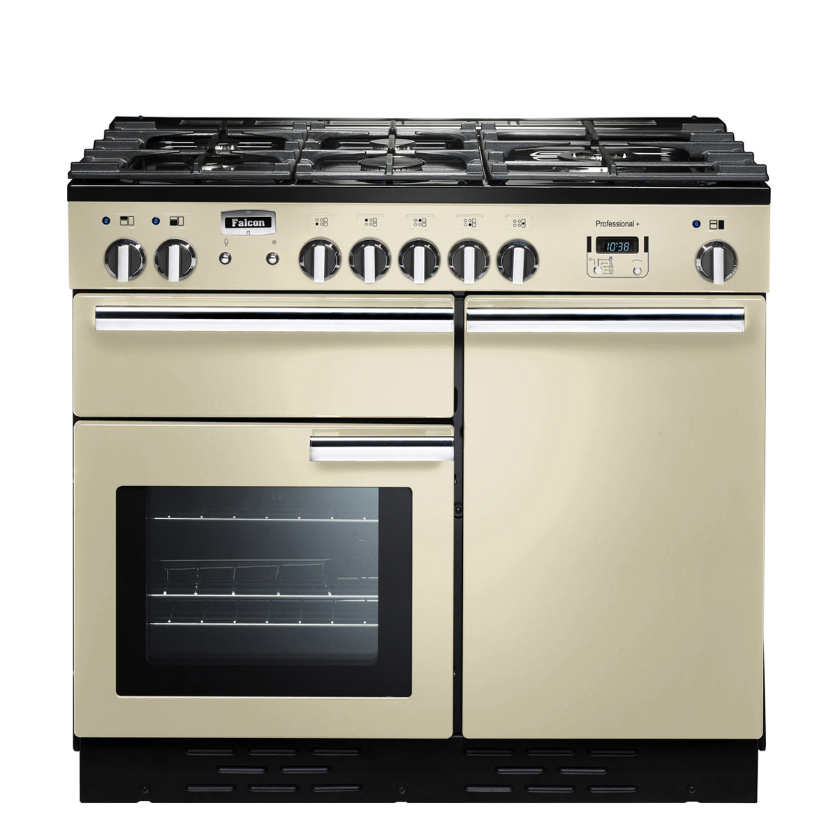 Falcon Professional Plus Gasherd in cremefarben mit zwei Öfen und fünf Gaskochfeldern, modernes Design