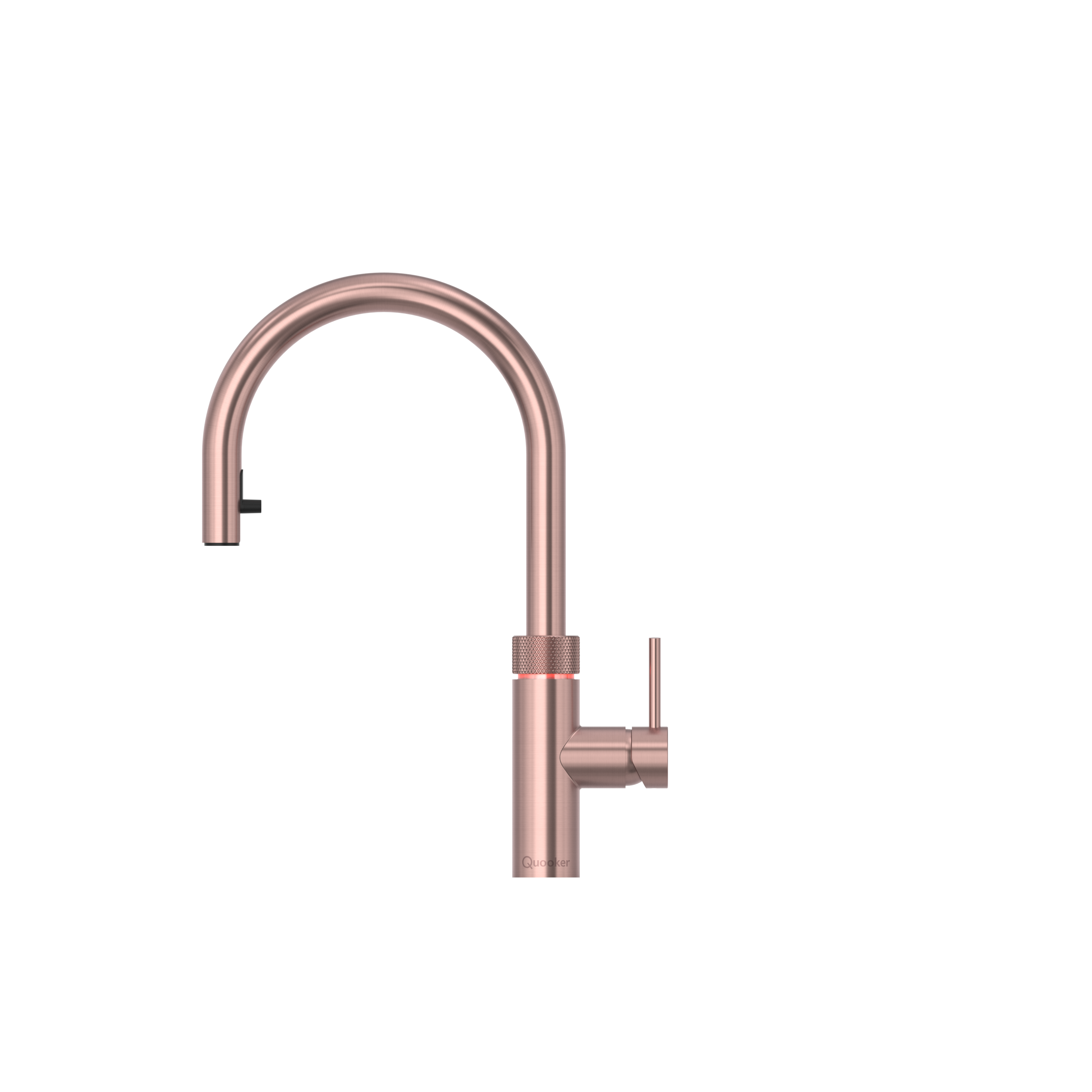 Roségoldene Küchenarmatur mit rundem Auslauf und seitlichem Hebel, modernes Design für die Küche