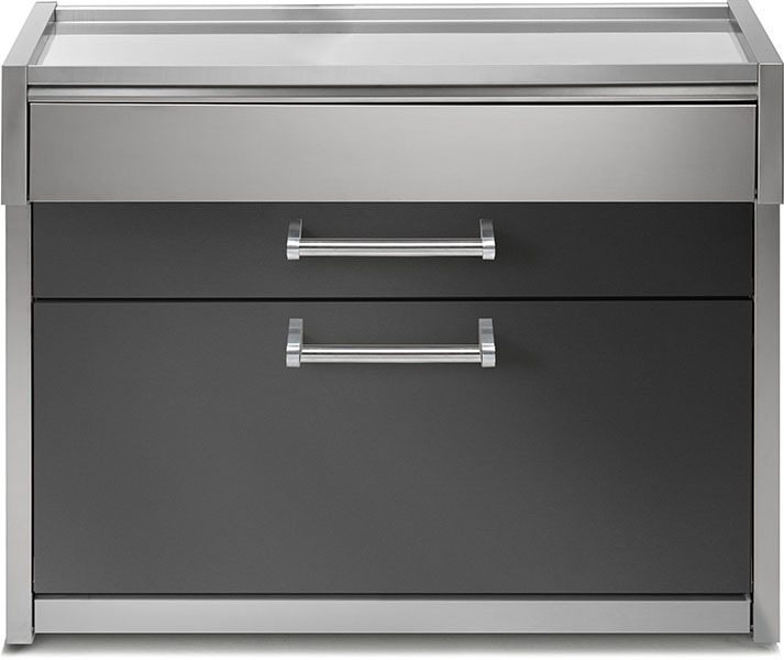 Modernes Outdoor Küchenmodul mit Edelstahlfront und zwei geräumigen Schubladen