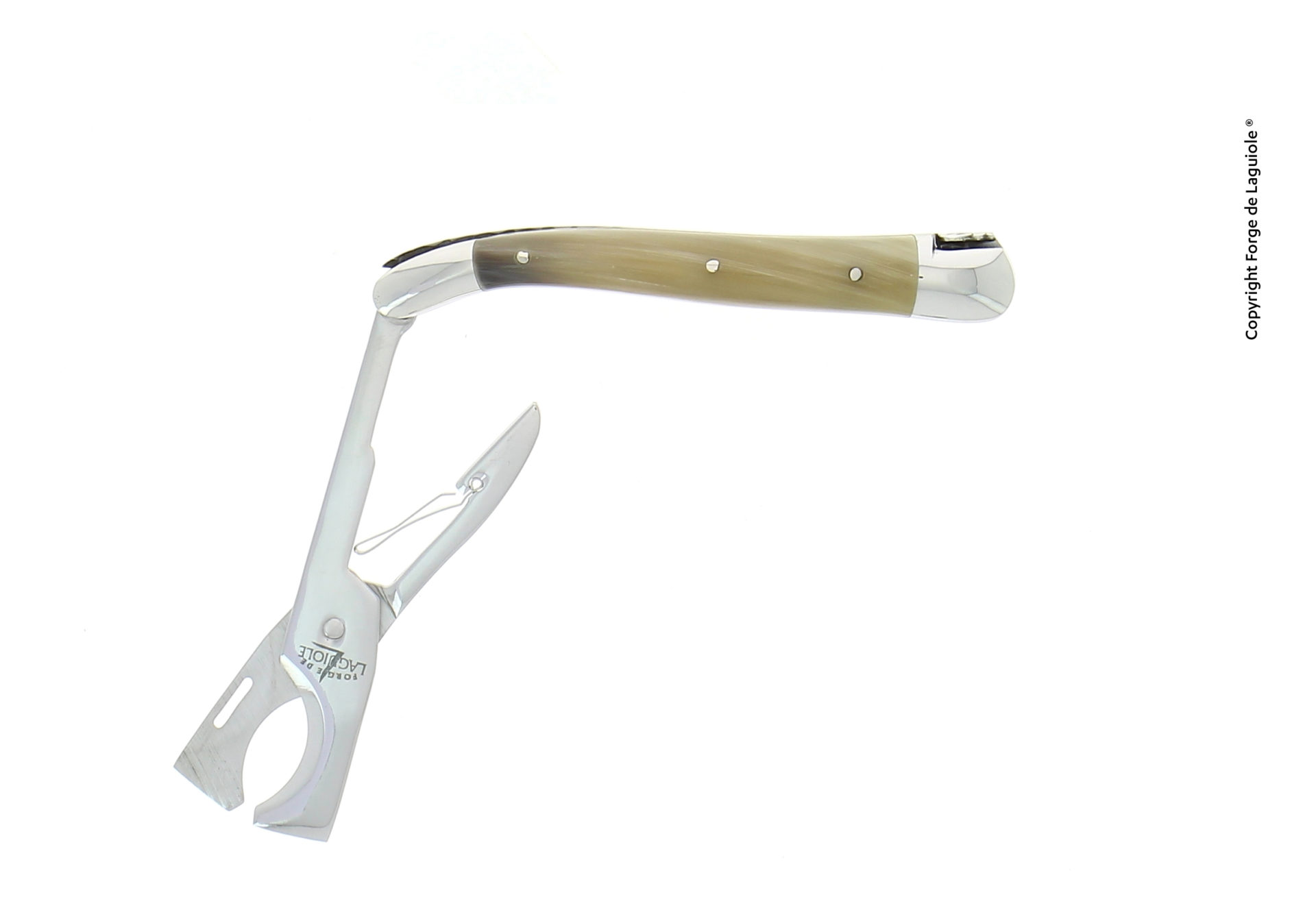 Exklusives Kellnermesser von Forge de Laguiole mit Griff aus Naturhorn und Edelstahl, ideal für Weinliebhaber und Sommeliers