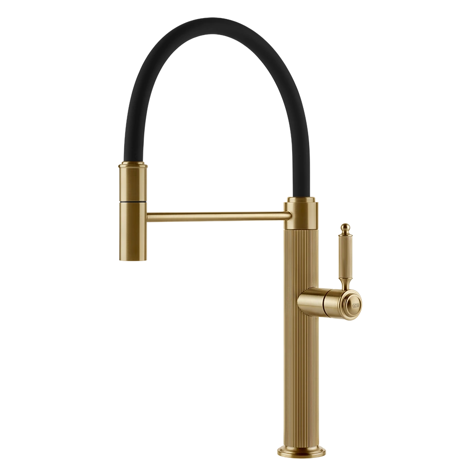 Luxus Küchenarmatur Messing gold mit Flexschlauch