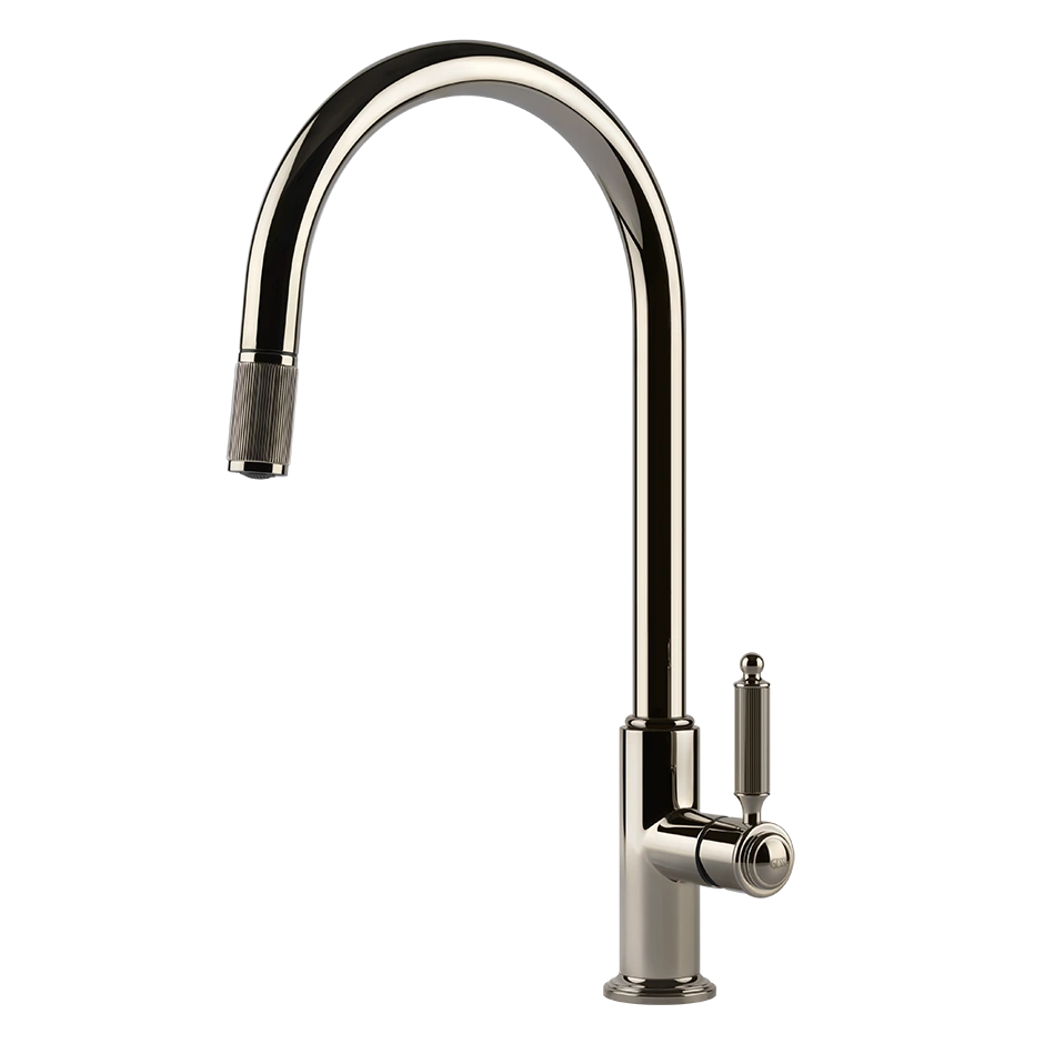 Elegante Küchenarmatur aus Chrom, Einhebel, hoher Auslauf