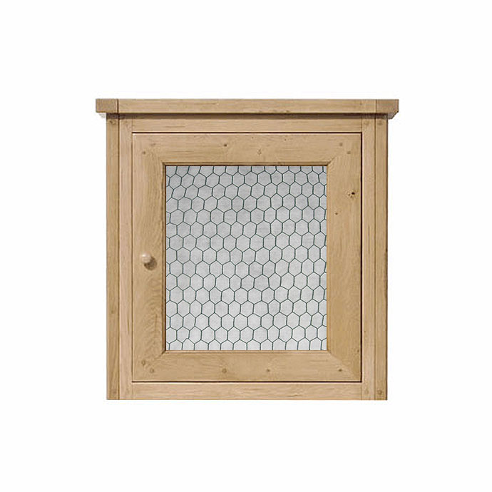 Holz-Hängeschrank mit Drahtgitter in der Tür, quadratische Form, im Landhausstil, geeignet als Küchen- oder Vorratsschrank