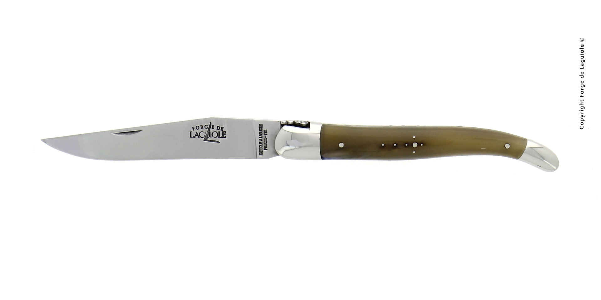 Elegantes Laguiole Taschenmesser mit Horngriff und Edelstahlklinge, ideal als Sammlerstück oder Alltagsbegleiter