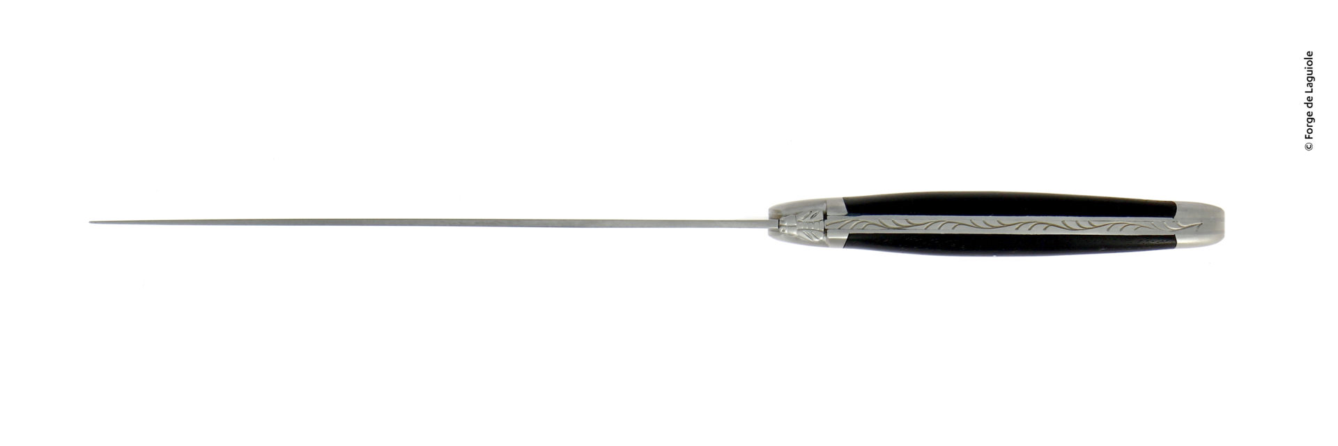 Eleganter Laguiole Brieföffner mit graviertem Edelstahlgriff und dunklem Holz